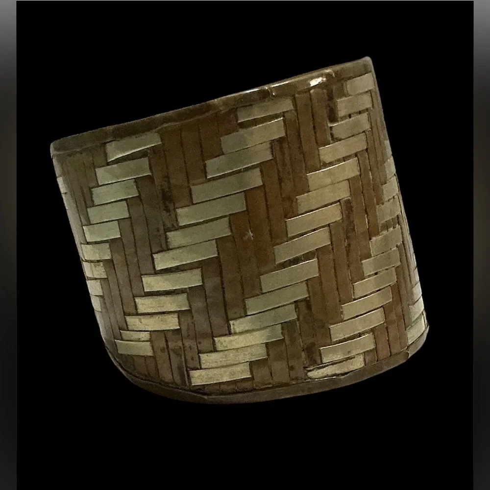 Elegant Woven Pattern Cuff Copper Bronze Bracelet - Picture 3 of 3